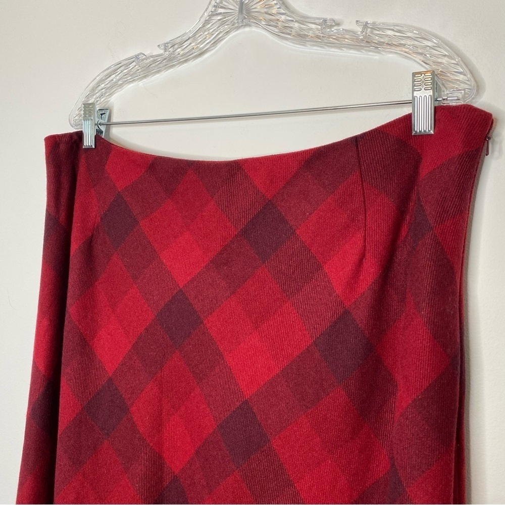 Eddie Bauer Vintage Red Plaid Wool Maxi Skirt - Picture 5 of 10